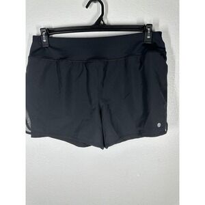 Apana Shorts Womens Large Black Running Lined Mesh Pockets Athletic Gym Workout